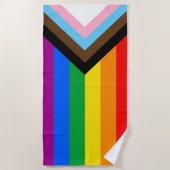 LGBTQ+ Progress Pride Vlag Beach Towel Strandlaken (Voorkant)
