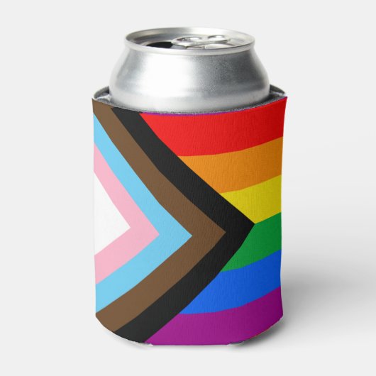 LGBTQ+ Progress Pride-vlag Blikjeskoeler (Blikje Voorkant)