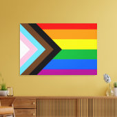 LGBTQ+ Progress Pride-vlag Canvas Afdruk (Insitu (Woonkamer))