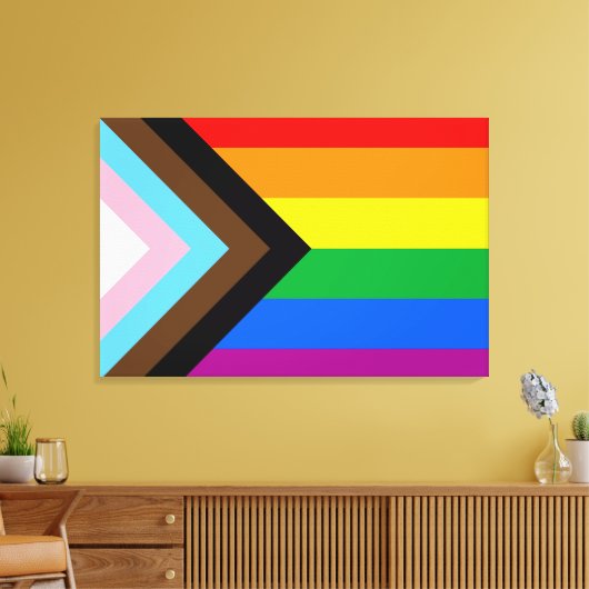 LGBTQ+ Progress Pride-vlag Canvas Afdruk (Insitu (Woonkamer))