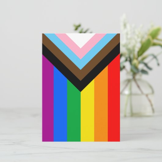 LGBTQ+ Progress Pride Vlag Feestdagenkaart (Staand voorkant)