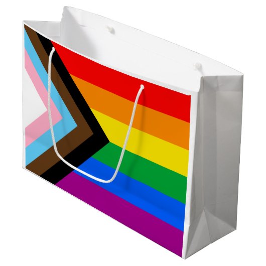 LGBTQ+ Progress Pride-vlag Groot Cadeauzakje (Voorkant Gekanteld)
