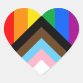 LGBTQ+ Progress Pride Vlag Hart Sticker (Voorkant)