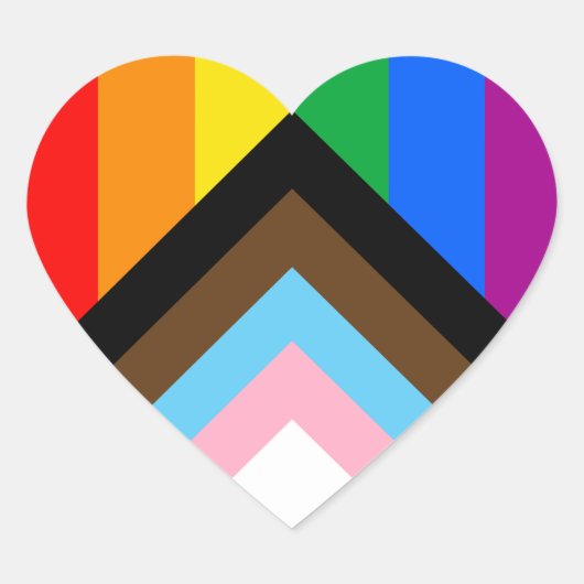 LGBTQ+ Progress Pride Vlag Hart Sticker (Voorkant)
