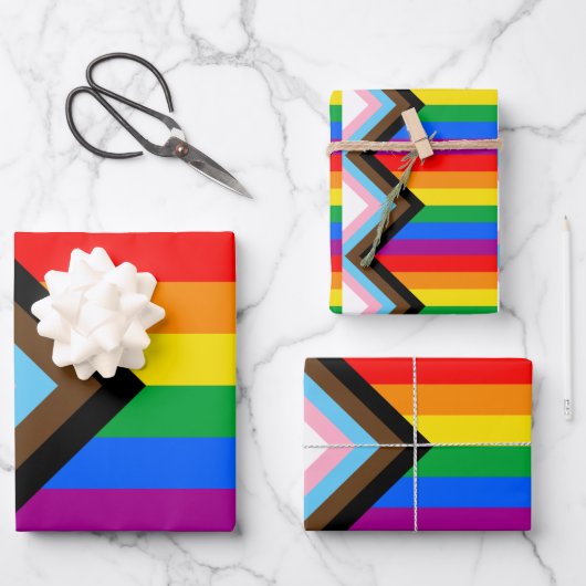 LGBTQ+ Progress Pride-vlag Inpakpapier Vel (Voorkant)
