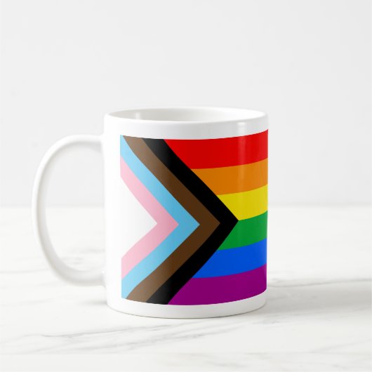 LGBTQ+ Progress Pride-vlag Koffiemok (Links)