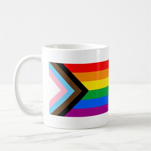 LGBTQ+ Progress Pride-vlag Koffiemok (Links)