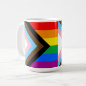 LGBTQ+ Progress Pride-vlag Koffiemok (Voorkant links)