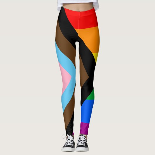 LGBTQ+ Progress Pride Vlag Leggings (Voorkant)