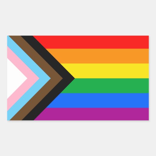 LGBTQ+ Progress Pride Vlag Rechthoekige Sticker (Voorkant)