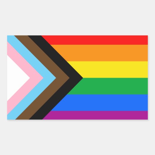 LGBTQ+ Progress Pride Vlag Rechthoekige Sticker (Voorkant)