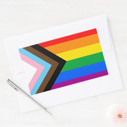 LGBTQ+ Progress Pride Vlag Rechthoekige Sticker (Envelop)
