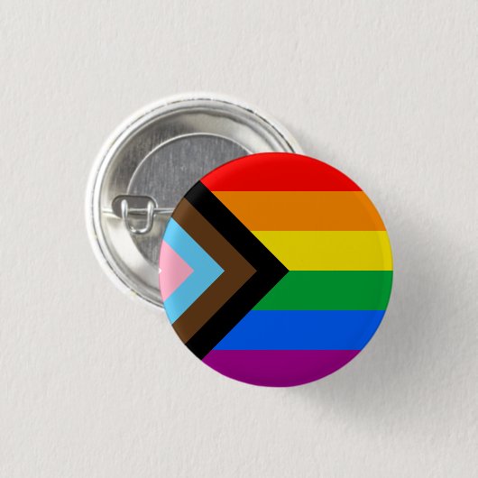 LGBTQ+ Progress Pride Vlag Ronde Button 3,2 Cm (Voorkant /achterkant)