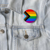 LGBTQ+ Progress Pride-vlag Ronde Button 5,7 Cm (In situ)