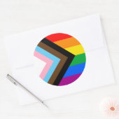 LGBTQ+ Progress Pride-vlag Ronde Sticker (Envelop)