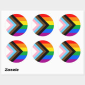 LGBTQ+ Progress Pride-vlag Ronde Sticker (Vel)