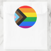 LGBTQ+ Progress Pride Vlag Ronde Sticker (Tas)