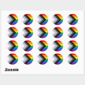 LGBTQ+ Progress Pride-vlag Ronde Sticker (Vel)