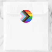 LGBTQ+ Progress Pride-vlag Ronde Sticker (Tas)