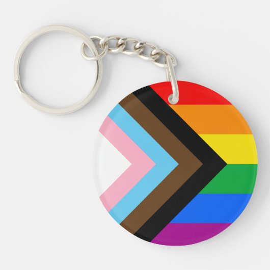 LGBTQ+ Progress Pride-vlag Sleutelhanger (Voorkant)