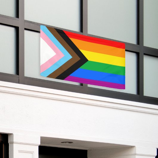 LGBTQ+ Progress Pride Vlag Spandoek (Buitenkant Gebouw)