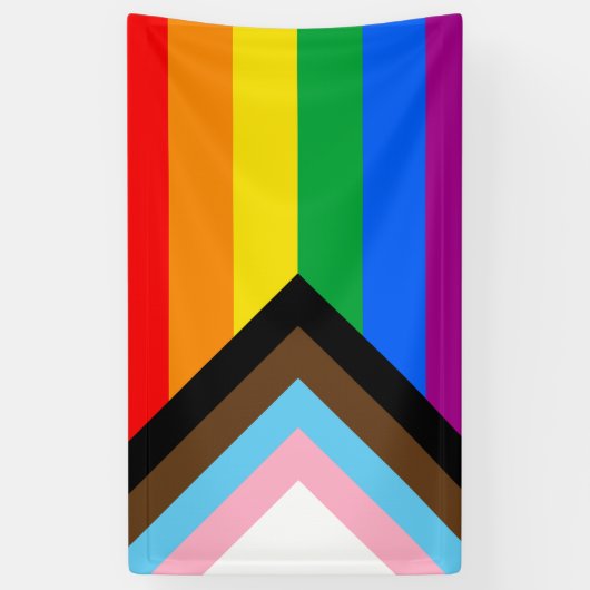 LGBTQ+ Progress Pride Vlag Spandoek (Verticaal)