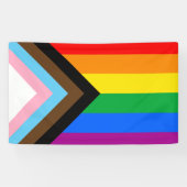 LGBTQ+ Progress Pride Vlag Spandoek (Horizontaal)
