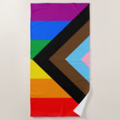 LGBTQ+ Progress Pride-vlag Strandlaken (Voorkant)