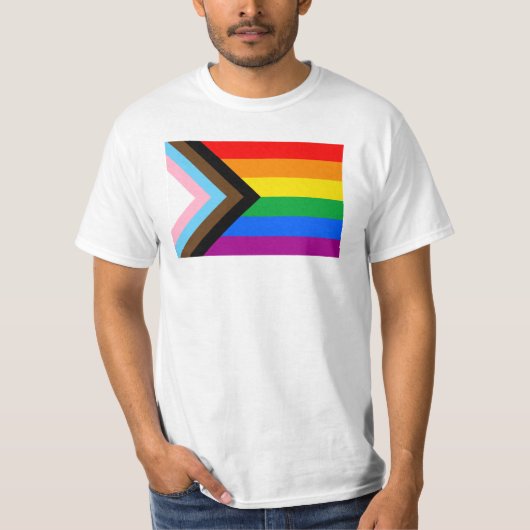 LGBTQ+ Progress Pride Vlag T-shirt (Voorkant)
