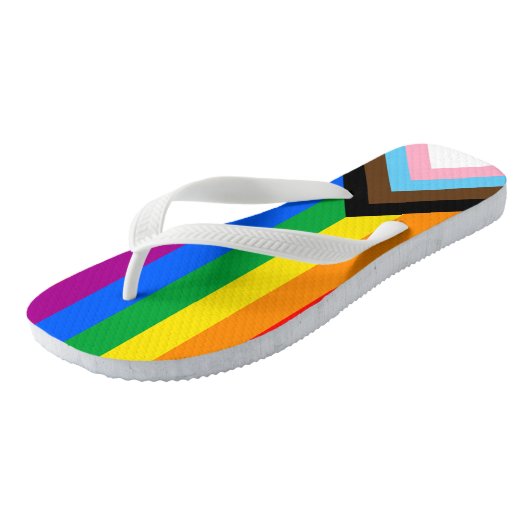 LGBTQ+ Progress Pride Vlag Teenslippers (Schuin)