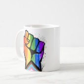 LGBTQ PROGRESS PRIDE VUIST KOFFIE MOK (Voorkant links)