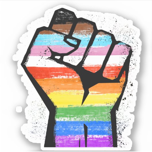 LGBTQ PROGRESS PRIDE VUIST STICKER (Voorkant)