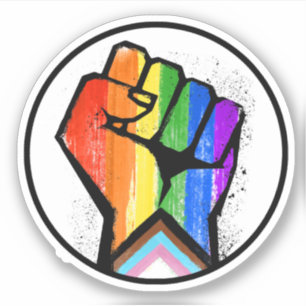 LGBTQ PROGRESS PRIDE VUIST VERZET STICKER