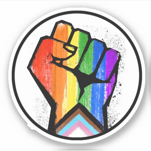 LGBTQ PROGRESS PRIDE VUIST VERZET STICKER (Voorkant)