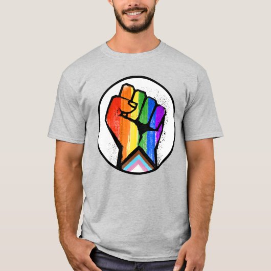 LGBTQ PROGRESS PRIDE VUIST WEERSTAND T-SHIRT (Voorkant)