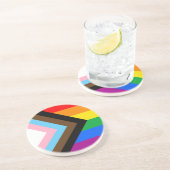 LGBTQ+ Progress Pride Zandsteen Onderzetter (Zijkant)