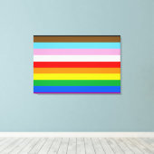 LGBTQ+ Progressie Vlag Strepen Canvas Afdruk (Insitu (Houten vloer))