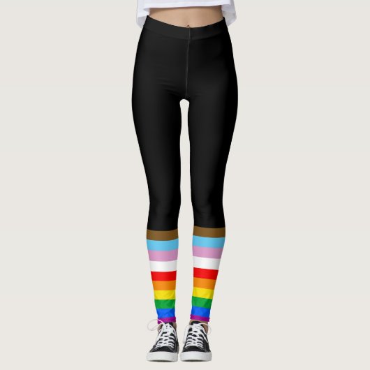 LGBTQ+ Progressie Vlag Strepen Leggings (Voorkant)