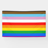 LGBTQ+ Progressie Vlag Strepen Spandoek (Horizontaal)