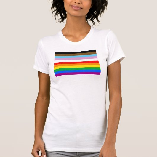 LGBTQ+ Progressie Vlag Strepen T-shirt (Voorkant)