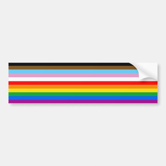 LGBTQ+ Progressvlag Strepen Bumpersticker (Voorkant)