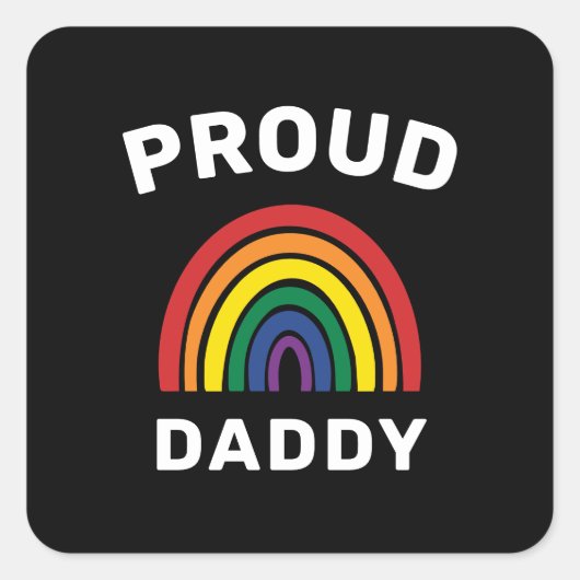 LGBTQ Proud Dad Gay Pride Rainbow Vaderdag Vierkante Sticker (Voorkant)