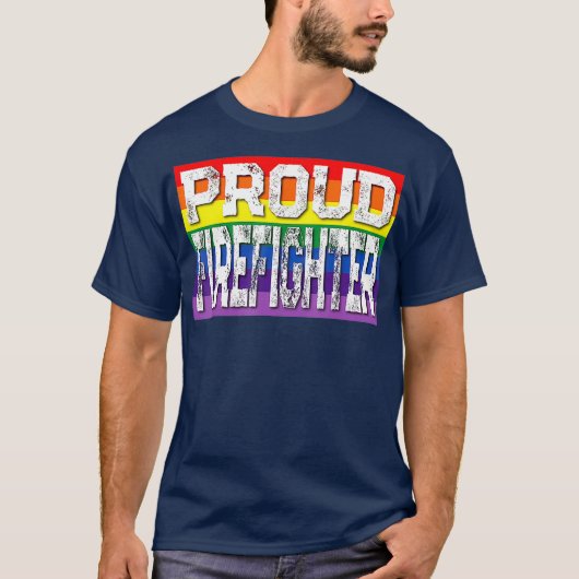 LGBTQ Proud Firefighter Gay Pride Rainbow T-shirt (Voorkant)