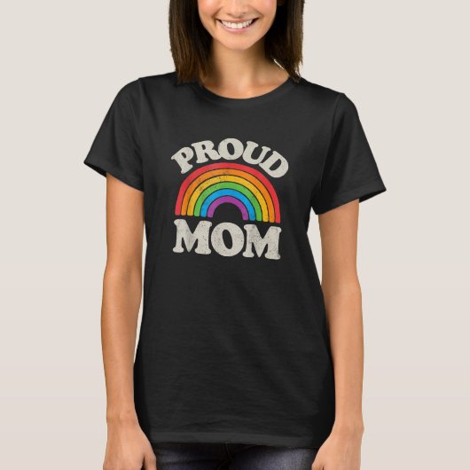 LGBTQ Proud Mam Gay Pride LGBT Ally Rainbow Moeder T-shirt (Voorkant)