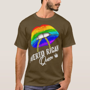 LGBTQ Puerto Ricaanse koningin lippen keten gay Pu T-shirt