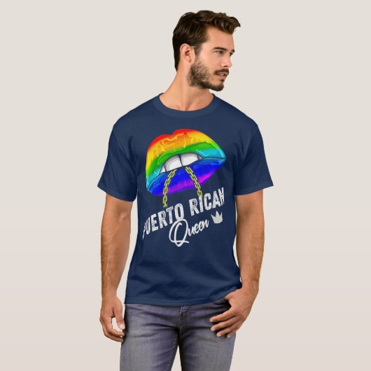 LGBTQ Puerto Rican Queen Lips Chain Gay Puerto T-shirt (Voorkant volledig)