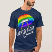 LGBTQ Puerto Rican Queen Lips Chain Gay Puerto T-shirt (Voorkant)