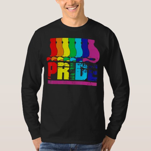 Lgbtq Purride Ally Gay Pride Rainbow Flag Cat Kitt T-shirt (Voorkant)