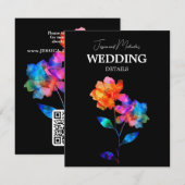 🌈 LGBTQ QR code Wedding Details Petals & Pride  Informatiekaartje (Voorkant / Achterkant)