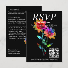 🌈 LGBTQ QR RSVP +Trouwdetails Petals & Pride Informatiekaartje